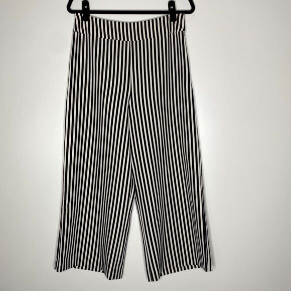 New Express Striped High Rise Wide Leg Culotte Pant Women's Size 10 - Picture 1 of 12